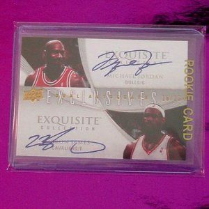 Michael Jordan and Lebron James Auto Novelty Card